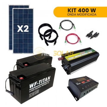 Kit Full Off Grid Energia Solar Hogar 400W Onda Modificada