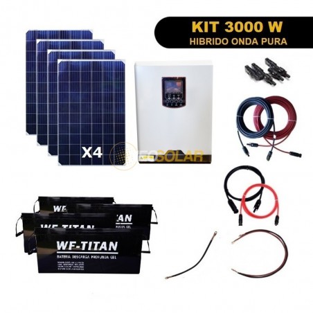 Kit Hibrido Off Grid 3.000W Ampliable Alto Consumo 2da Etapa MPPT