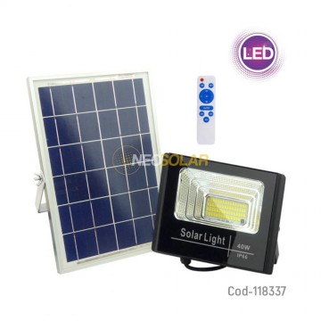 Foco Solar Fachada 40Watt Con Panel Solar Y Control Remoto